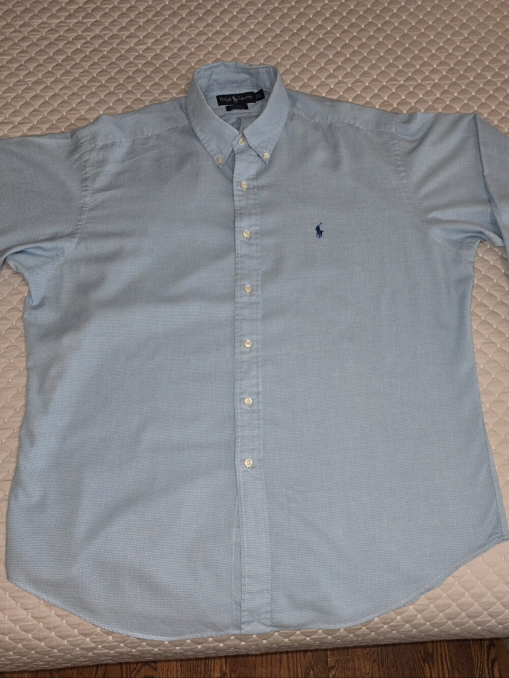 Lg - Ralph Lauren Men Pale Blue Button-Down Blake w/Navy Pony PRISTINE CONDITION